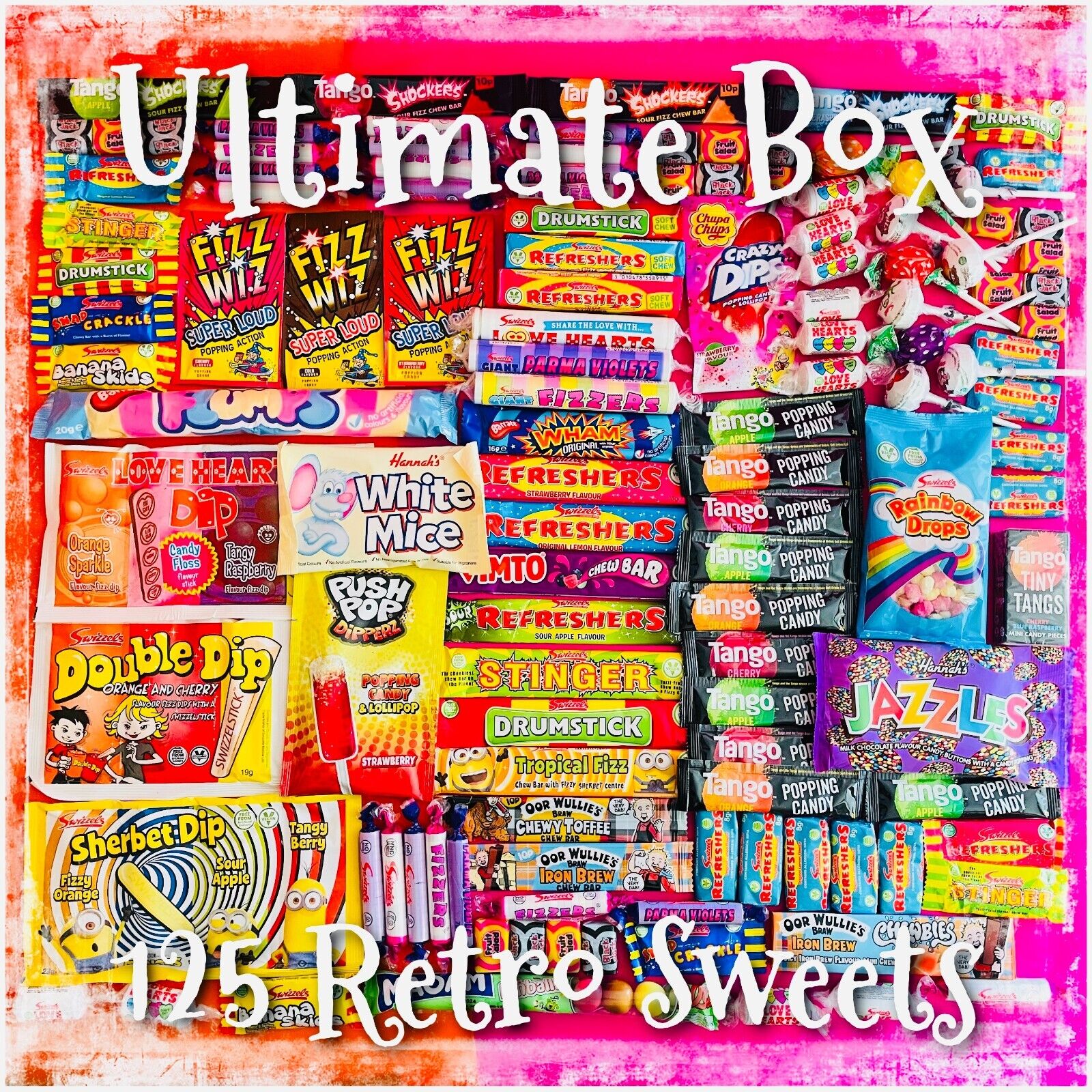 Birthday Retro Sweets Gift Box Hamper up to 125 Sweets Pick N Mix Personalised