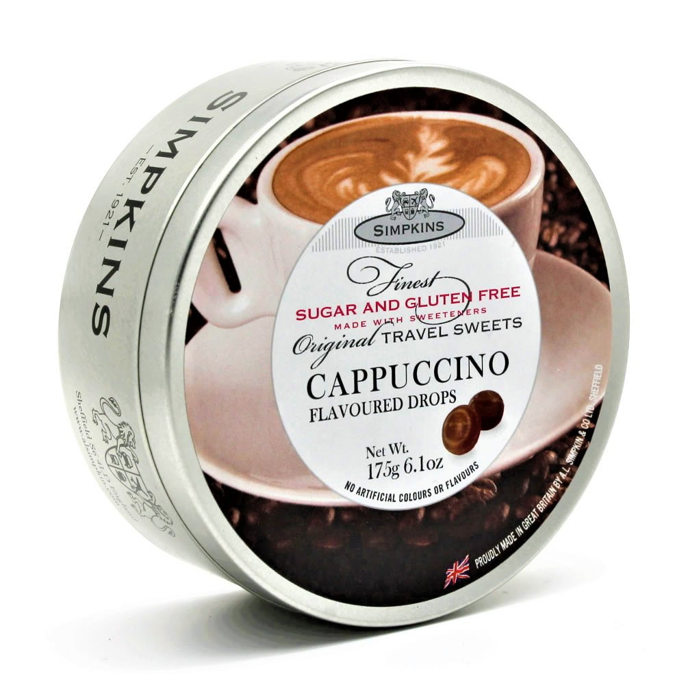 Simpkins Sugar Free Cappuccino Drops Travel Tin 150g RETRO SWEETS